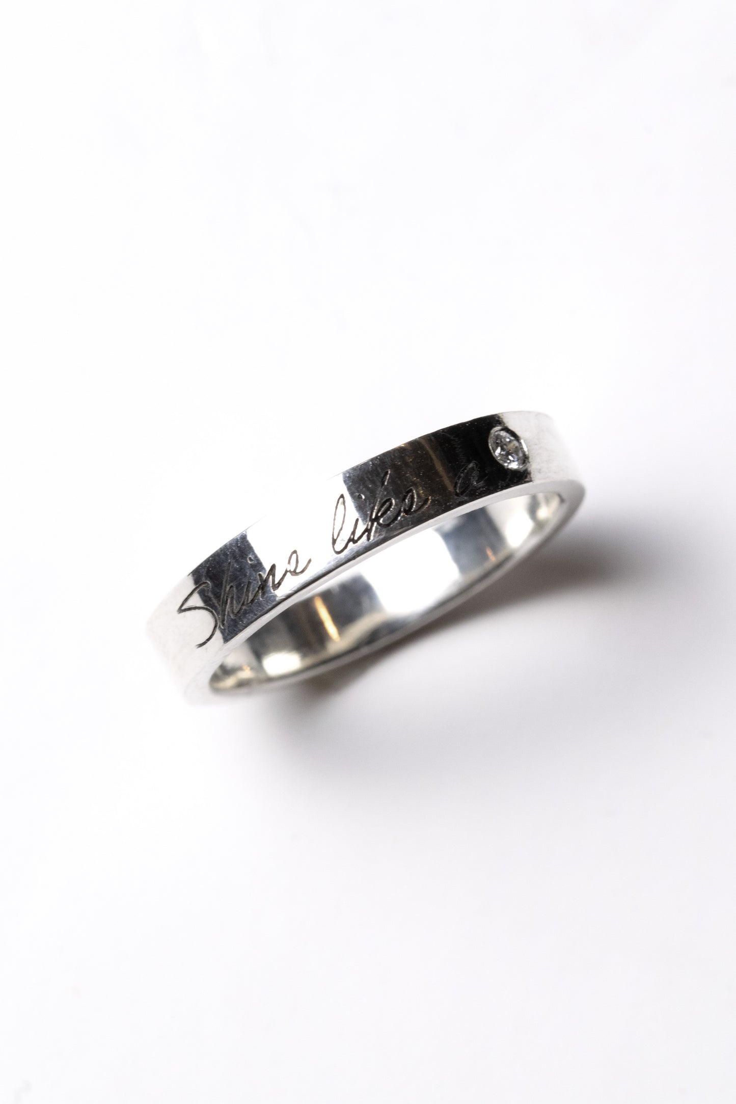 3.5mm Diamond Flat Band with Custom Engraving