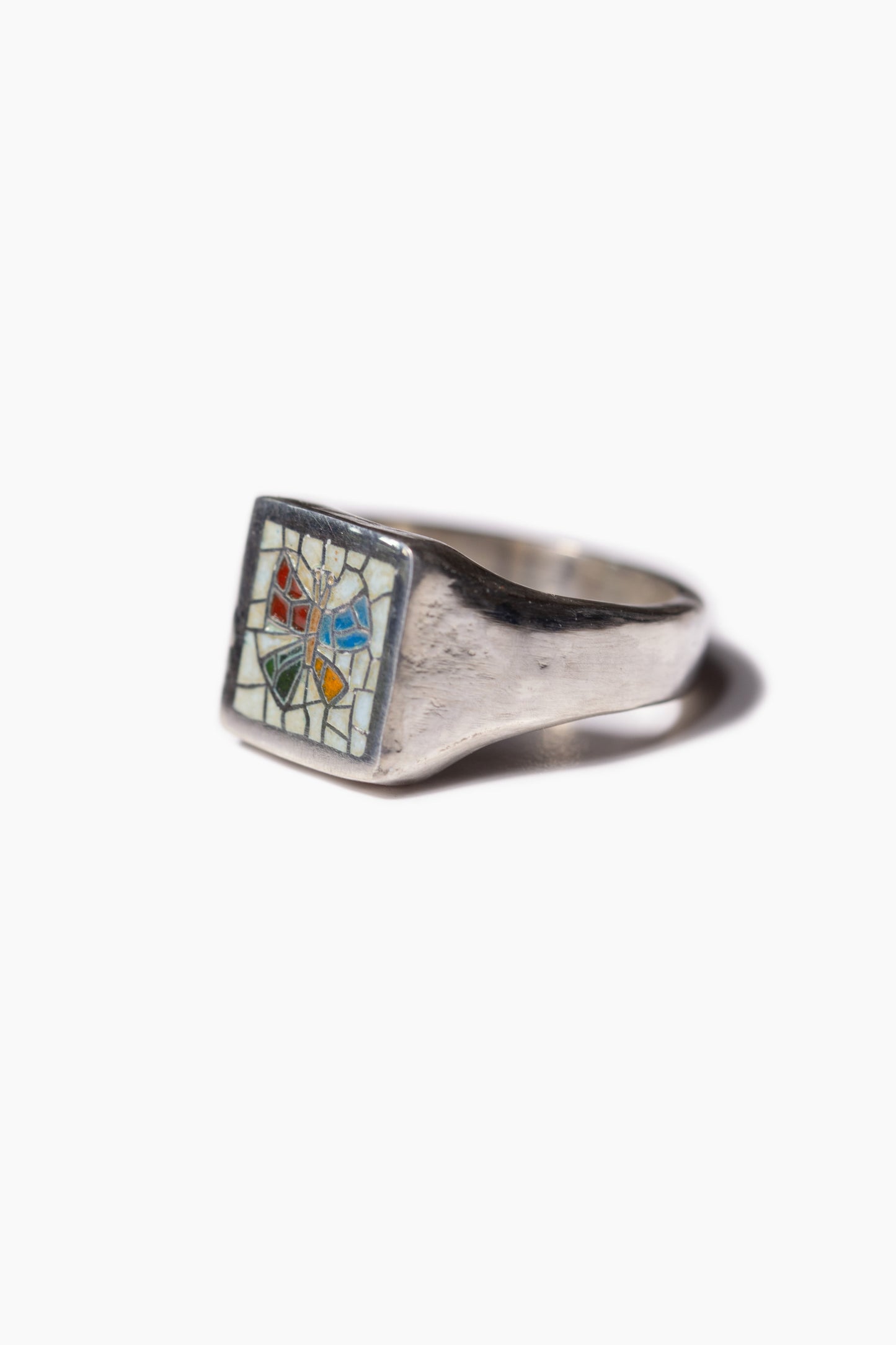 Mosaic Butterfly Signet Ring