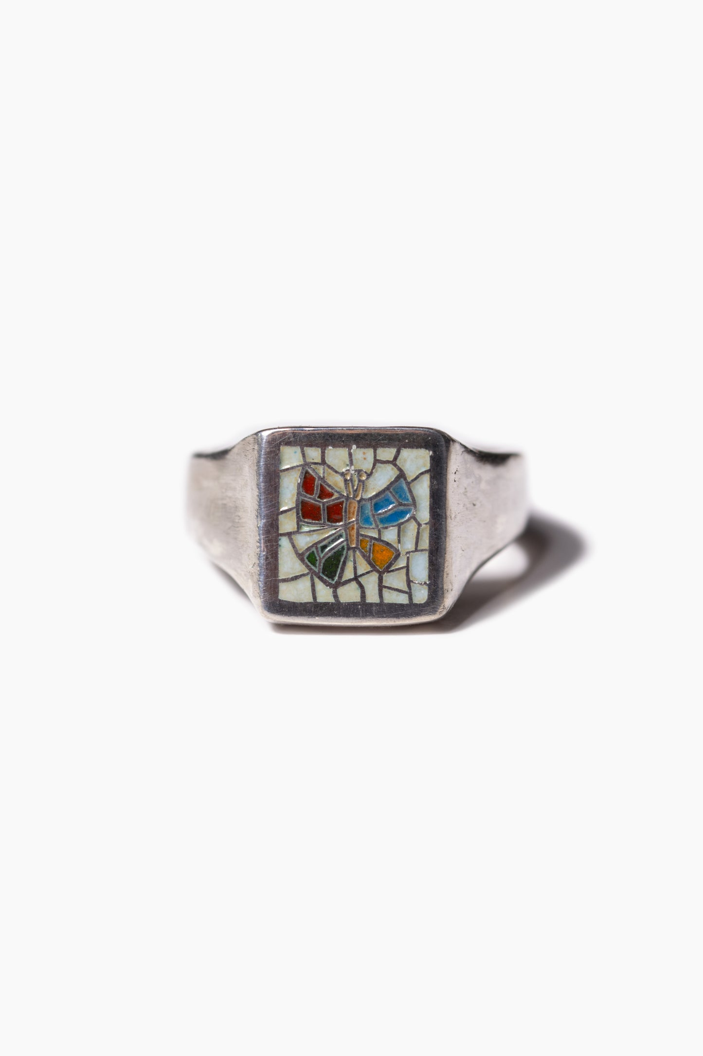 Mosaic Butterfly Signet Ring