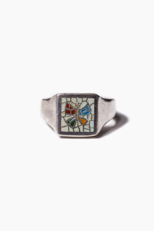 Mosaic Butterfly Signet Ring