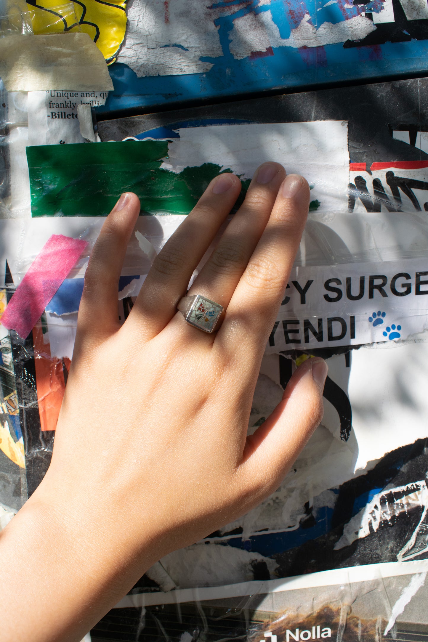 Mosaic Butterfly Signet Ring