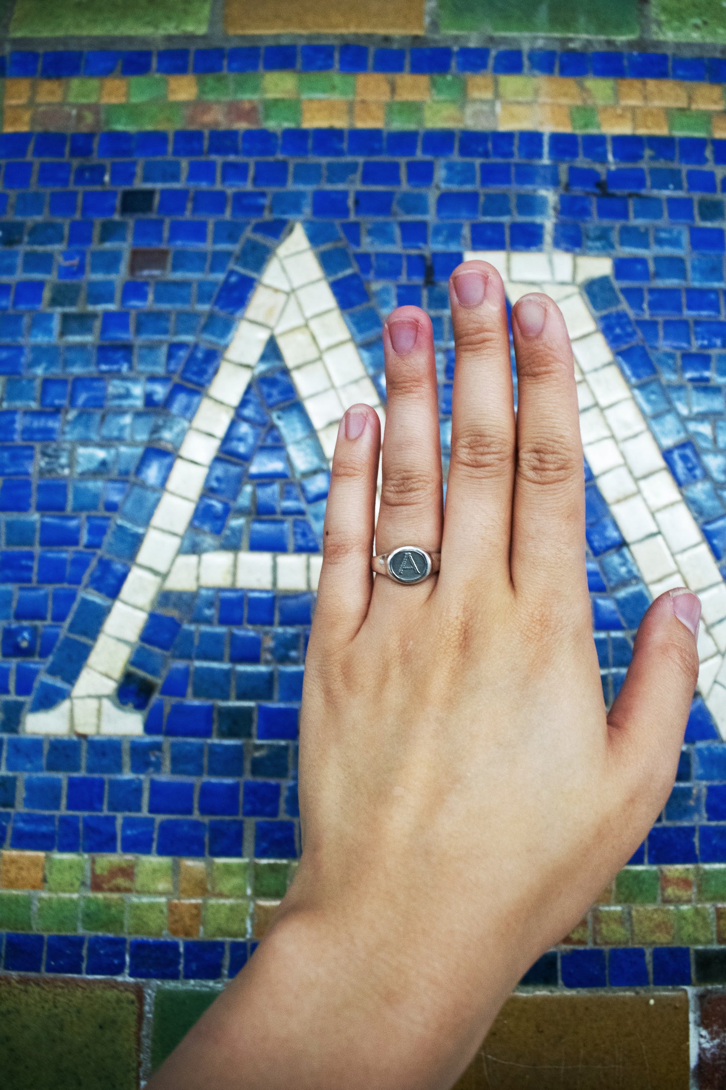 Mosaic Monogram Oval Signet Ring