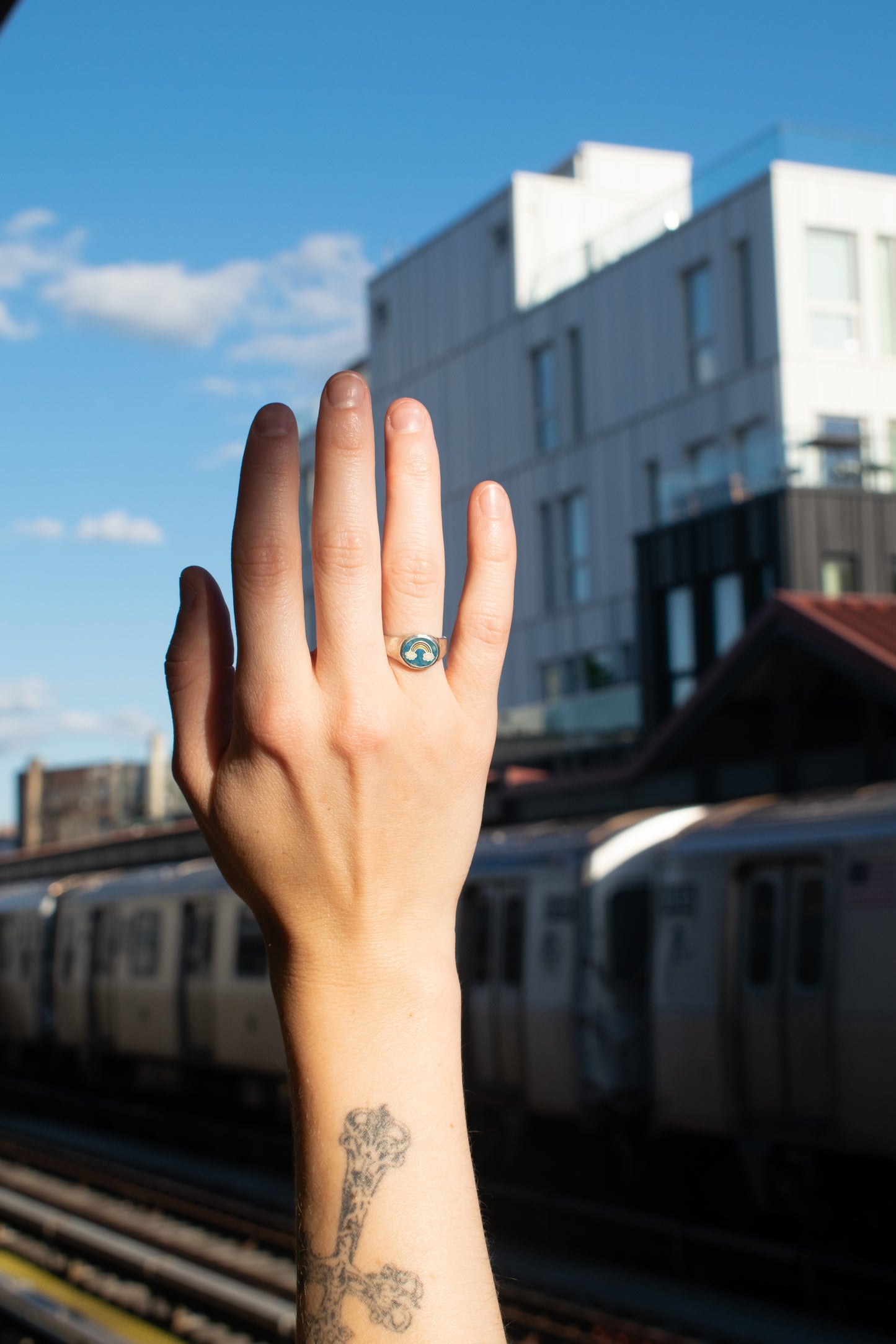 Mosaic Rainbow Signet Ring