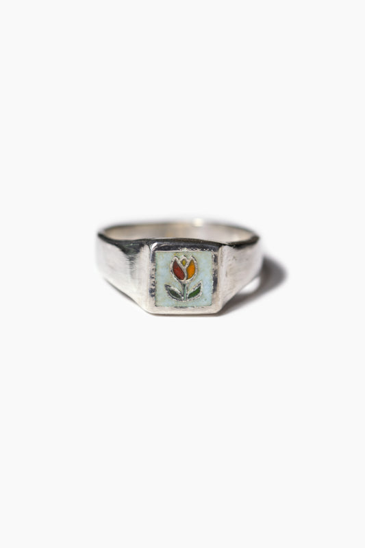 Mosaic Tulip Signet Ring
