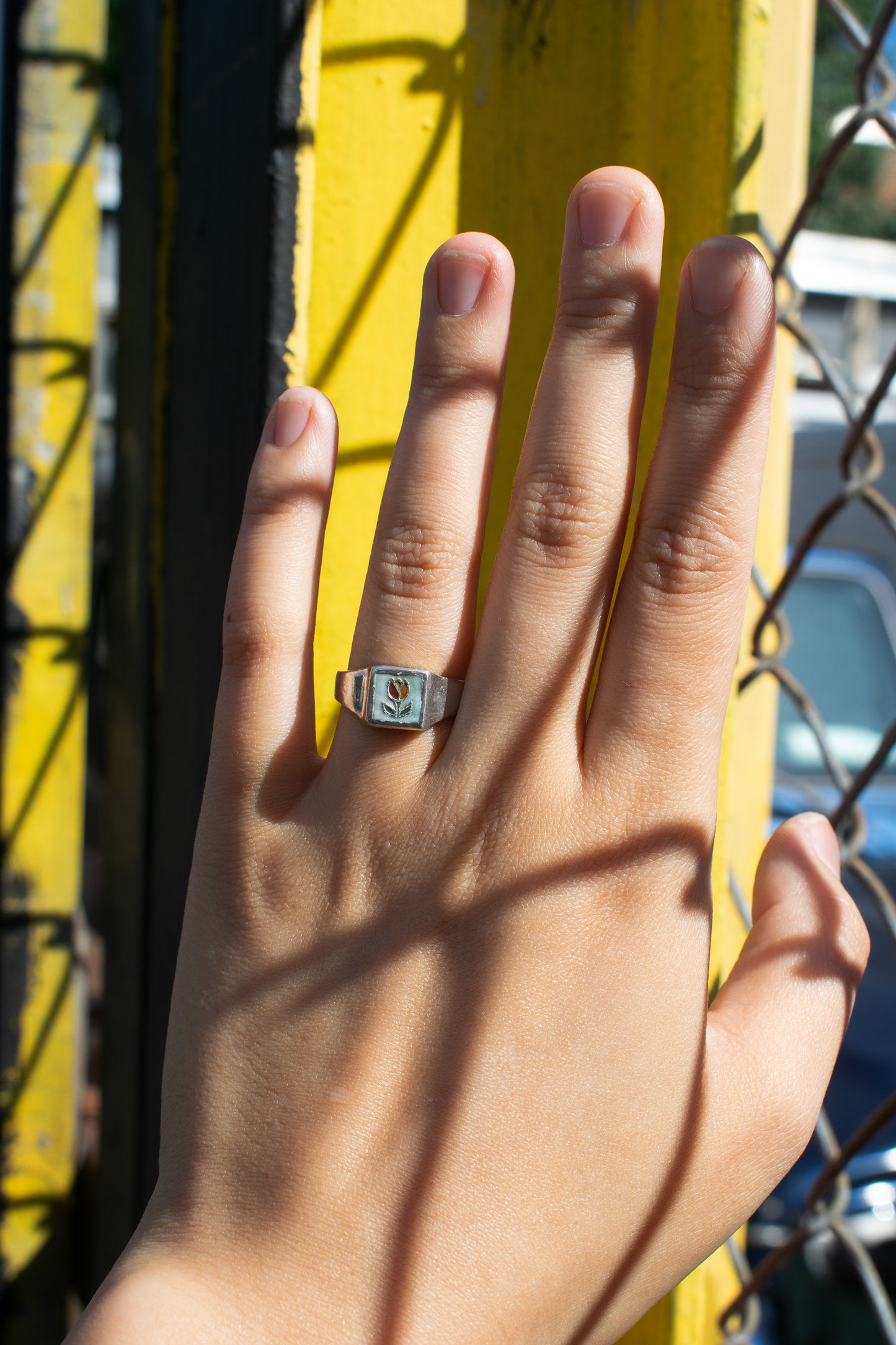 Mosaic Tulip Signet Ring