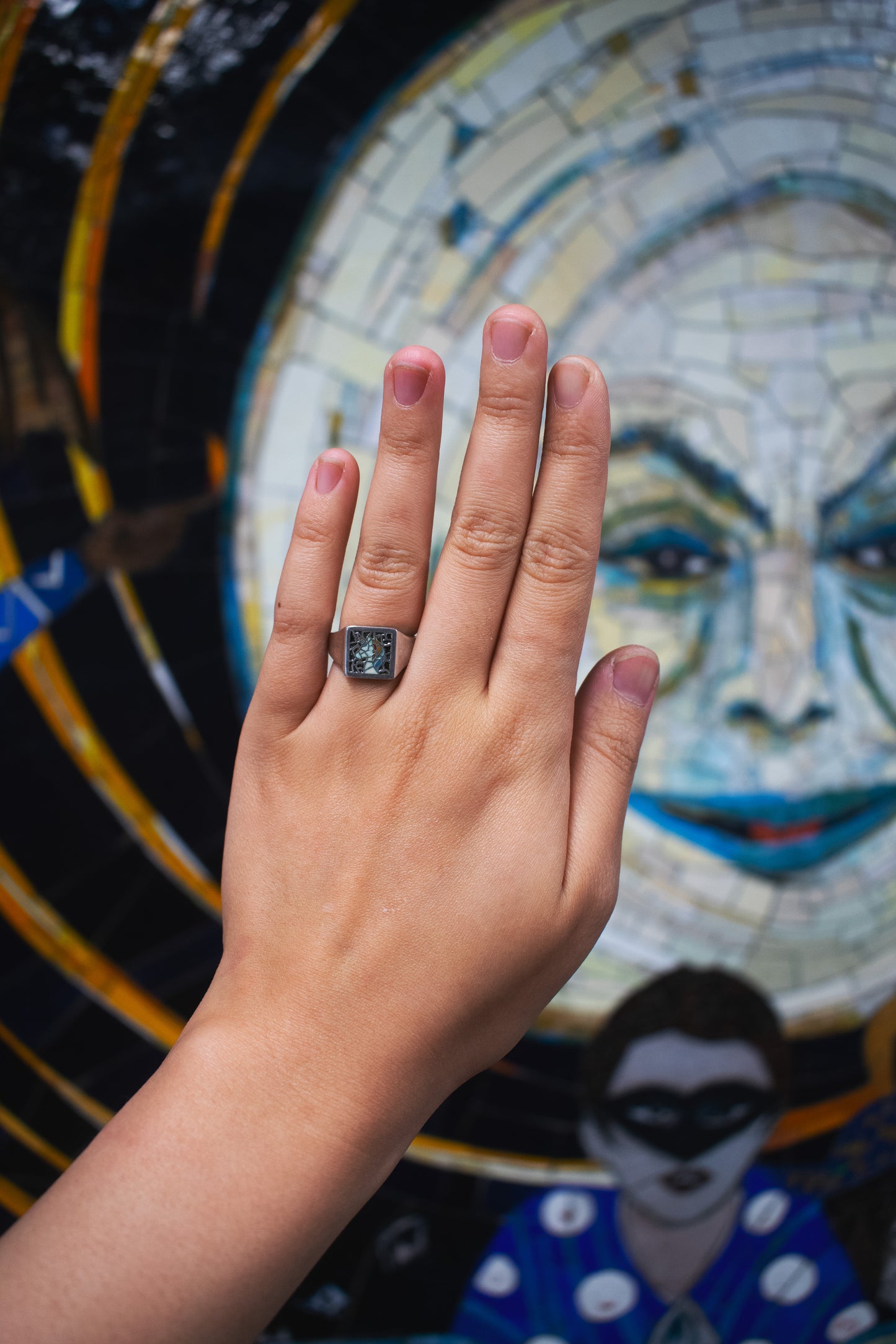 Mosaic Unicorn Signet Ring